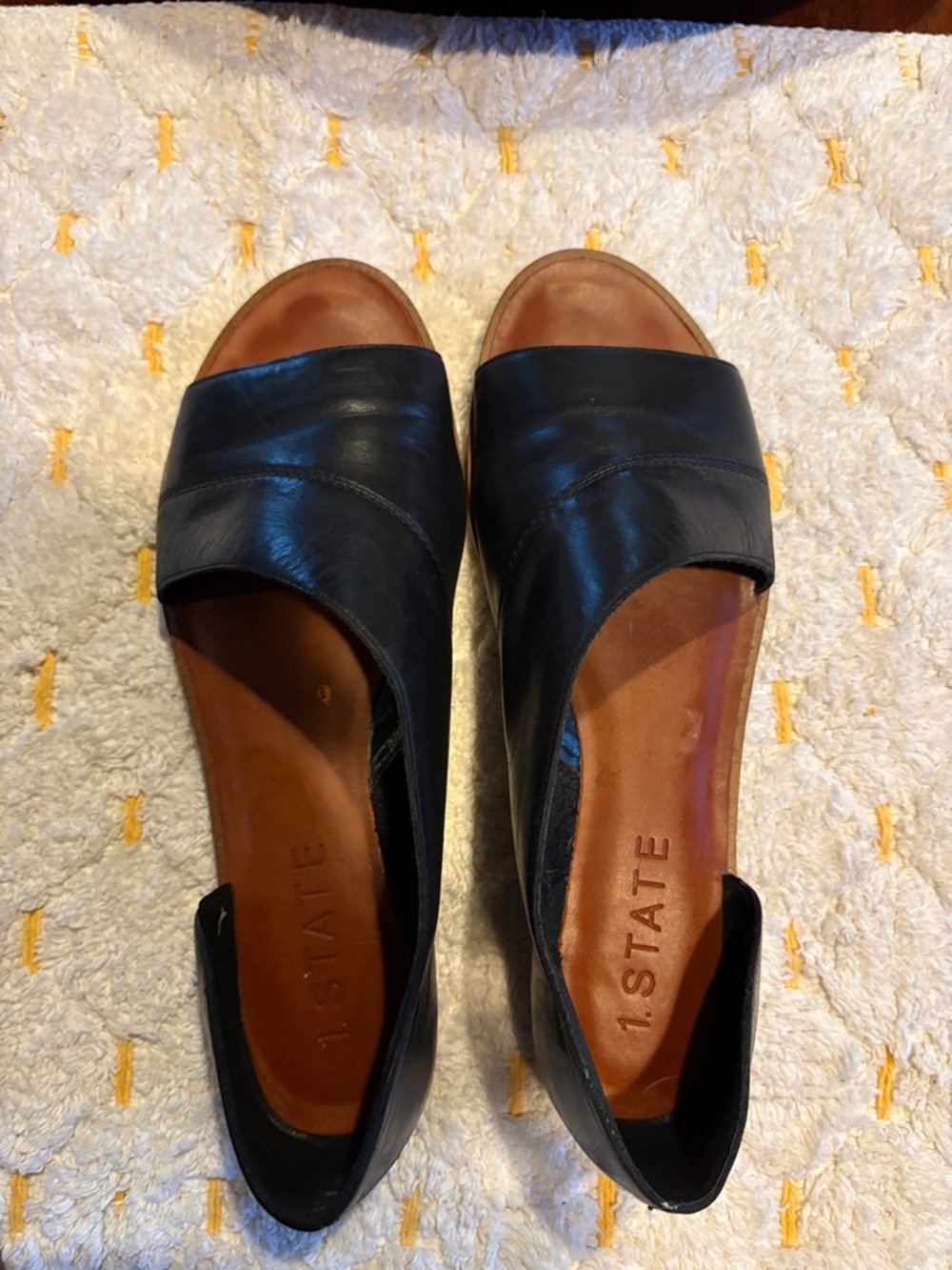 1. State Black Leather Open-Toe Mules